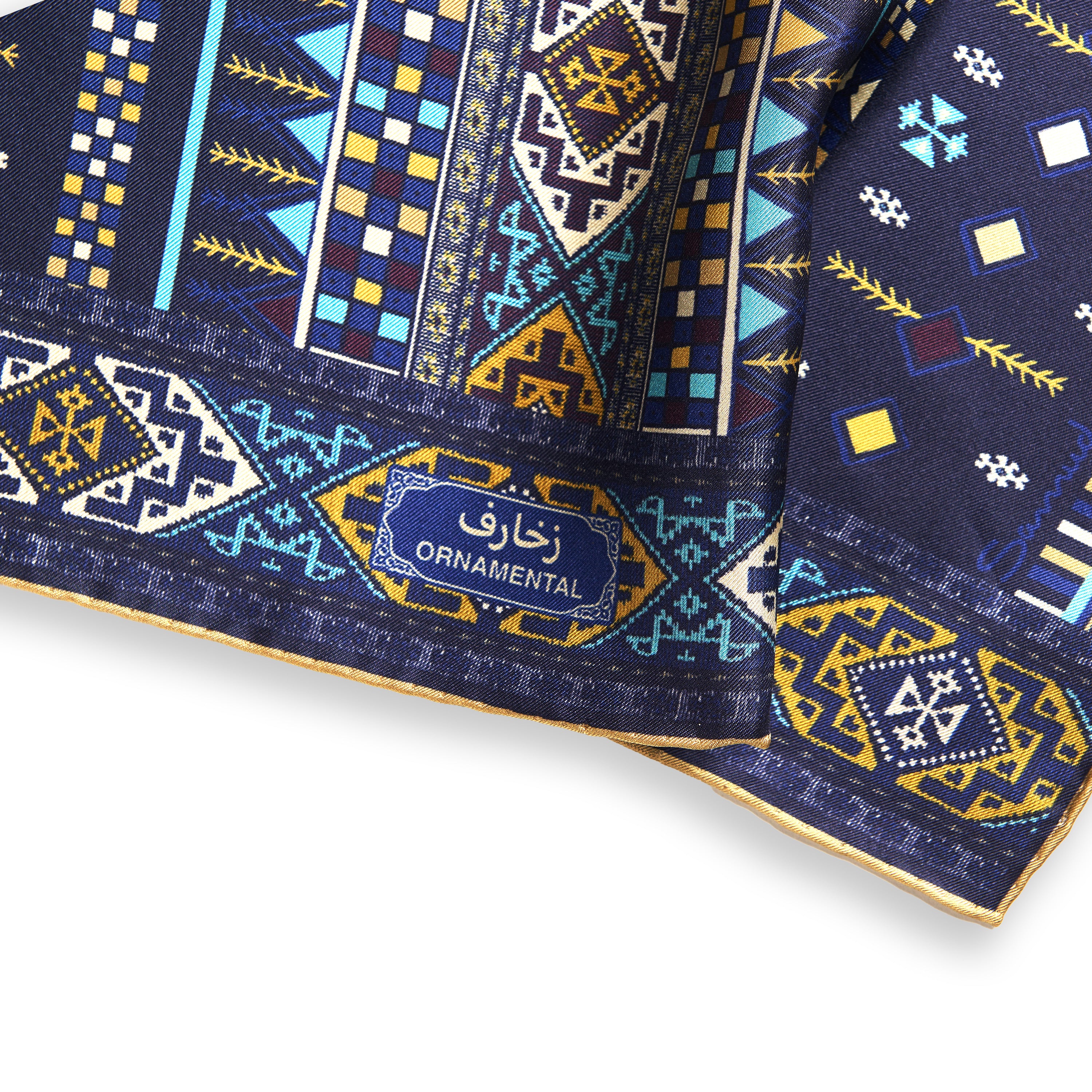 Ornamental Pocket Square Navy