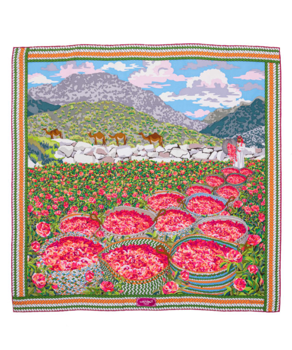 Taif scarf in silk 90x90 - pink