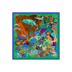The Red Sea silk scarf 90x90cm - GREEN