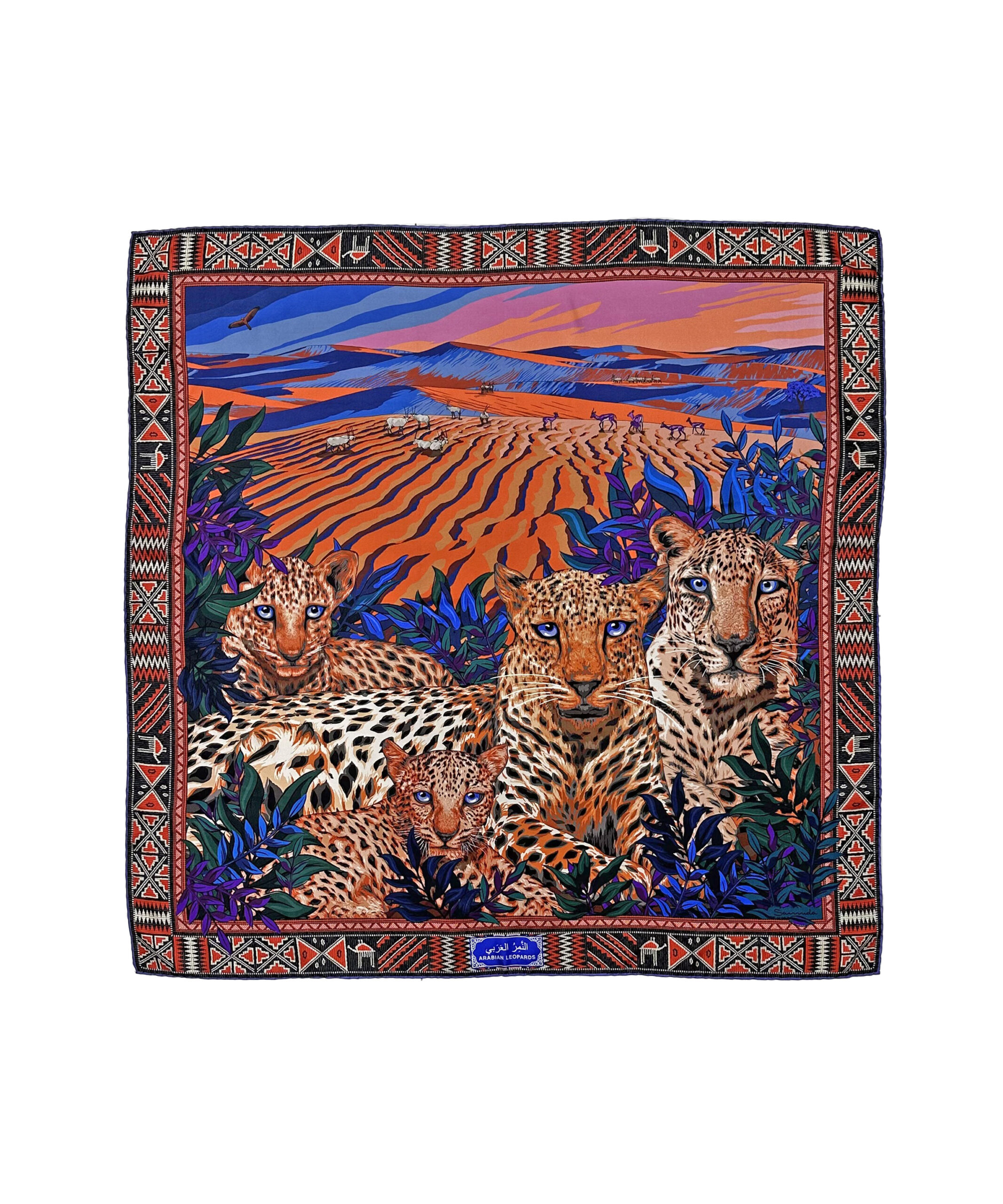 Arabian Leopard Scarf in Silk | Samuda Luxury